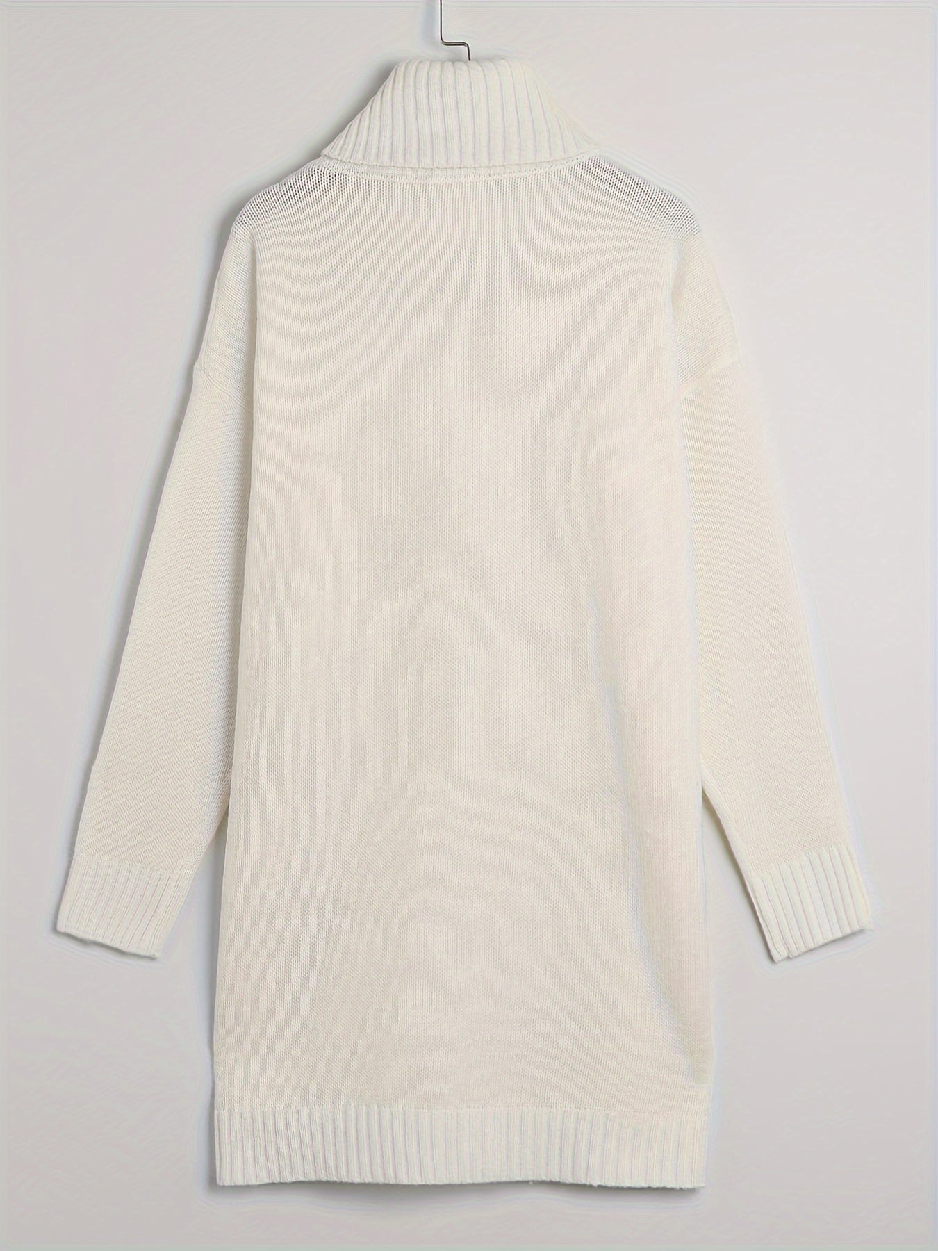  Solid Long Sleeve Turtle Neck Sweater Dress