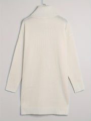  Solid Long Sleeve Turtle Neck Sweater Dress