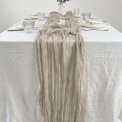Boho Style Crinkle Cloth Table Runner for Wedding Reception
