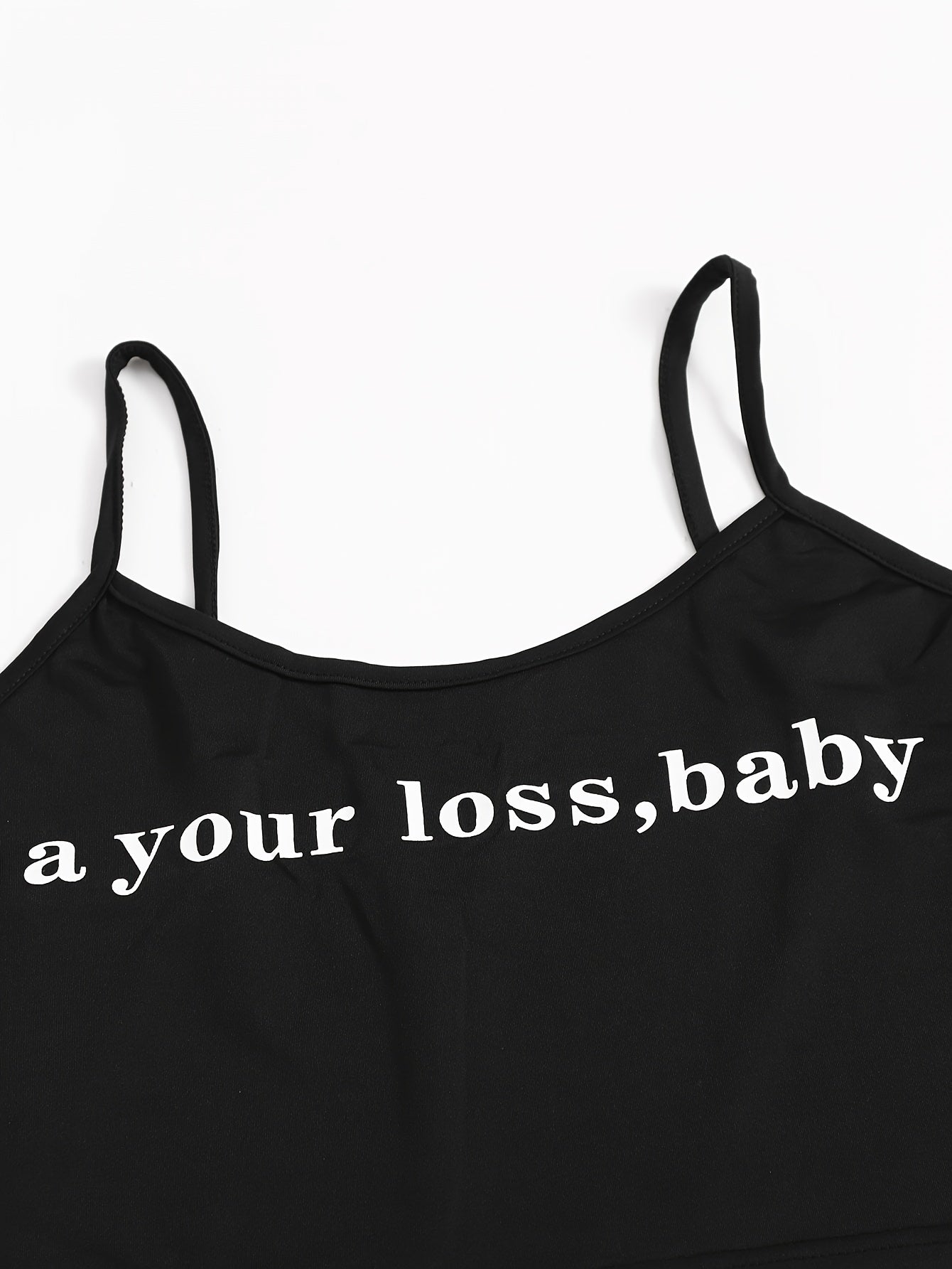  Slogan Print Crop Cami Top & Shorts Set