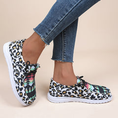 Leopard Print Canvas Lace-up Sports Shoes for Women