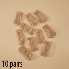 10 Pairs Dot Pattern Mesh Socks Low Cut Ankle Stockings Women's Hosiery