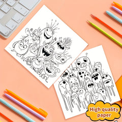 Monster Themed Adult Coloring Book 24 Pages Single Sided Prints