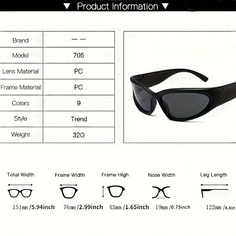 Y2K Future Style Decorative Sunglasses Anti-UV Cycling Glasses