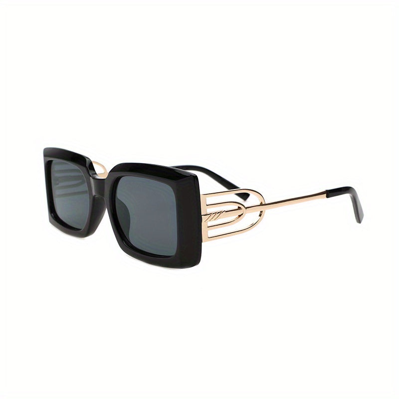 Square Frame Sunglasses Y2K Metal Hollow Temple Glasses UV400
