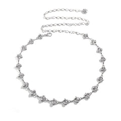 Women's Metal Chain Belt with Rhinestone Head Piece