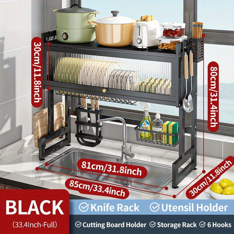 Above Sink Dish Drying Rack With Cover Space Saving Sink Rack