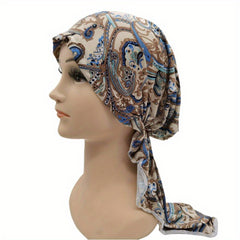 Boho Paisley Print Turban Cap Long Hijab Chemo Hats For Women