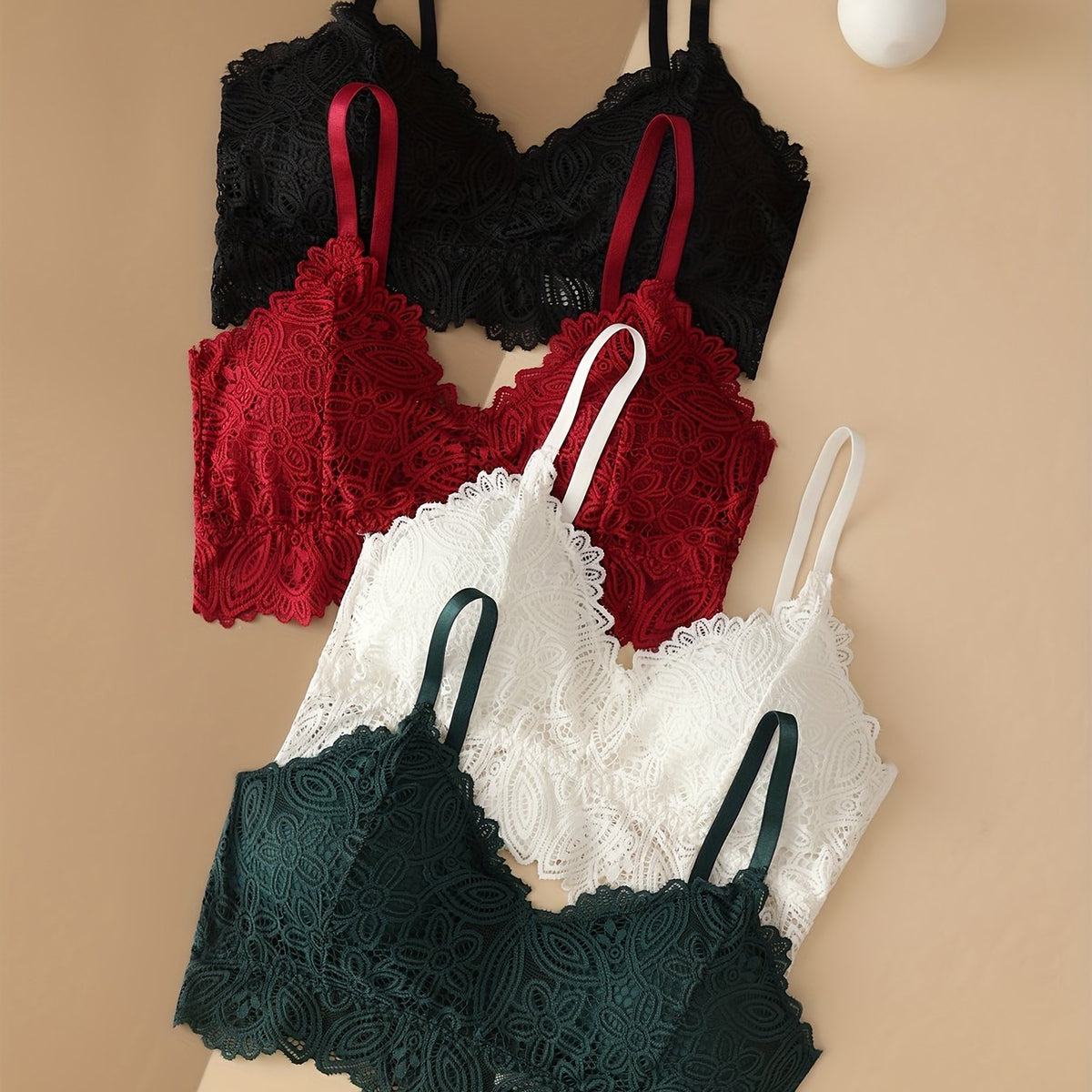 4pcs Lace Wireless Bras Intimates Women's Lingerie