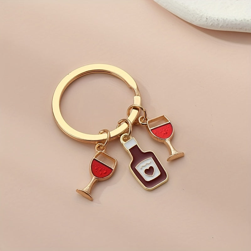 Cartoon Beer Keychain Creative Key Ring Purse Bag Backpack Car Charm