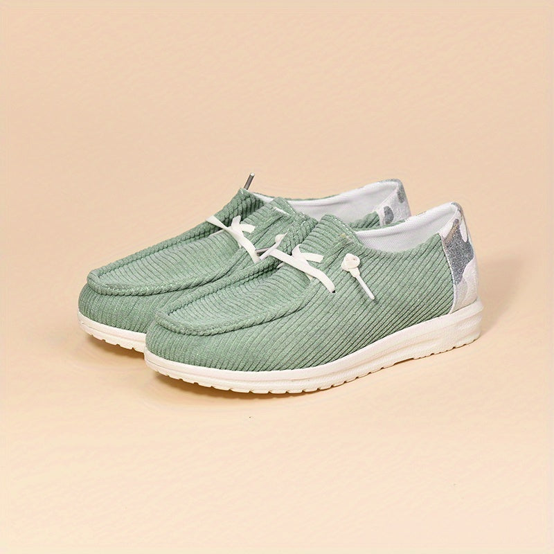 Women's Corduroy Slip On Soft Shoes Lace Up Outdoor Comfy Shoes