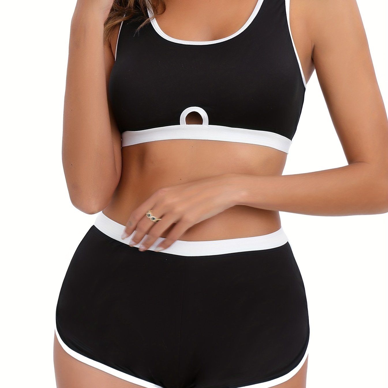 Colorblock Trim Bra & Panties Lingerie Set
