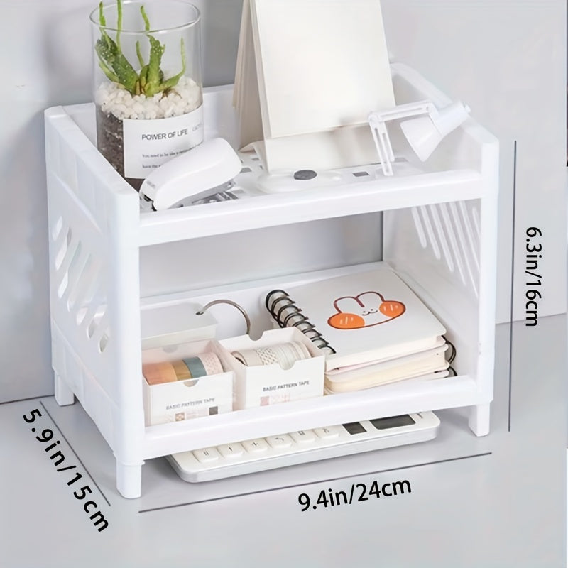 Desktop Double Layer Rack Cosmetic Storage Holder Table Sundries Display Shelf