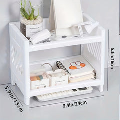 Desktop Double Layer Rack Cosmetic Storage Holder Table Sundries Display Shelf
