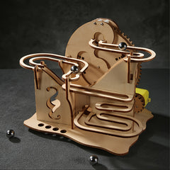 DIY 3D Wooden Marble Run Puzzle Kit Rotating Mechanical Model