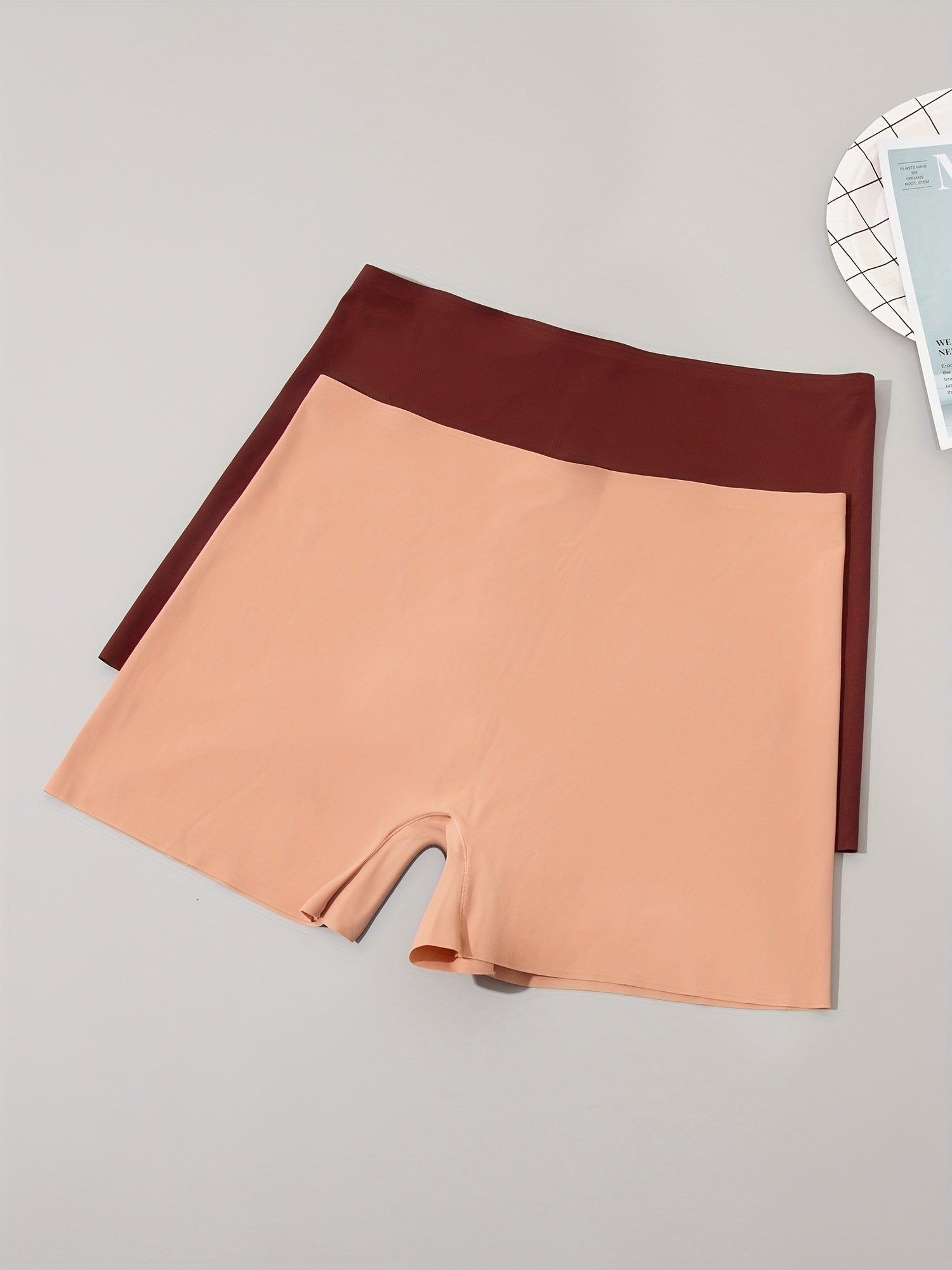 2pcs Solid Boyshort Panties Soft Stretch Women's Lingerie & Underwear