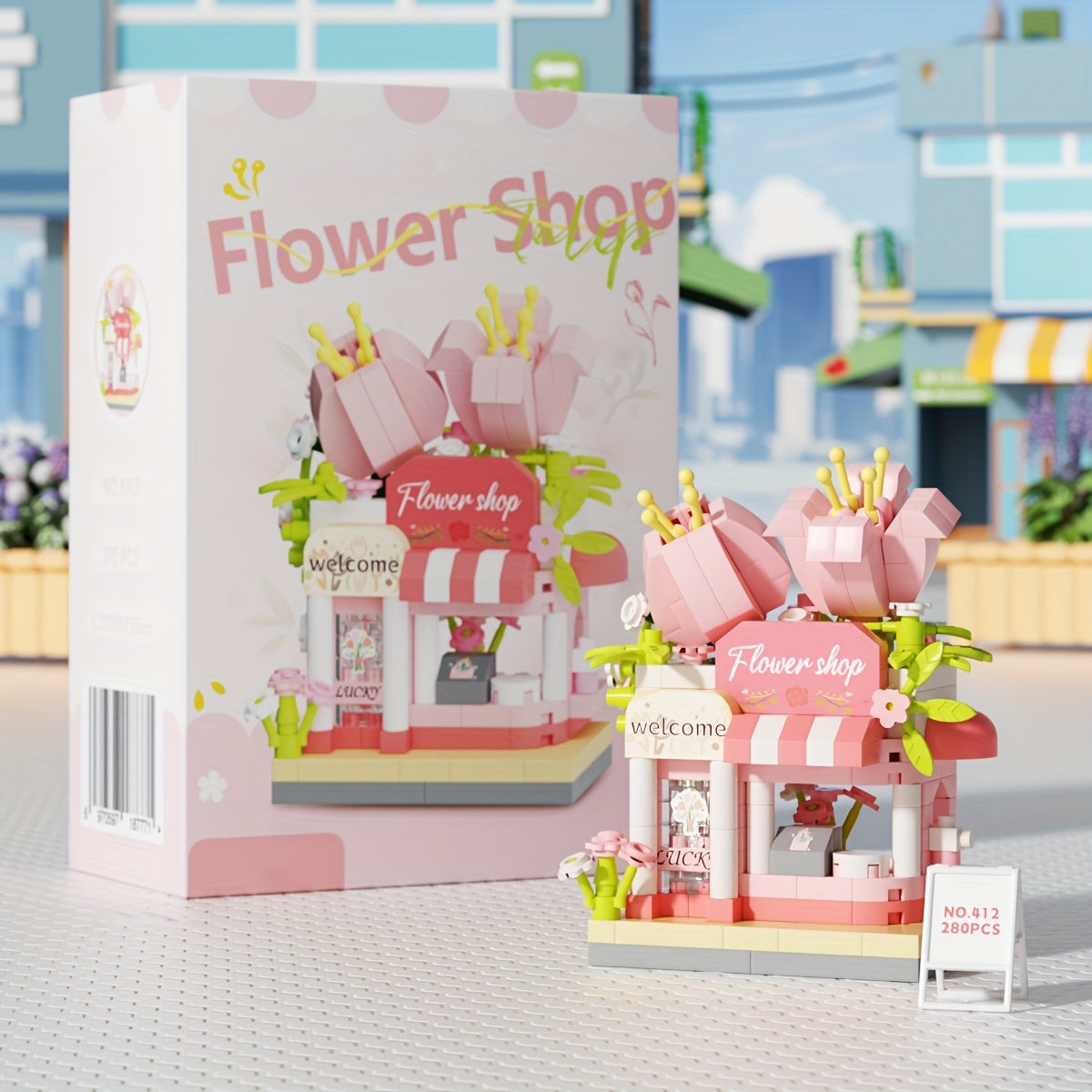 Building Block Street Corner Flower Shop Desktop Decoration