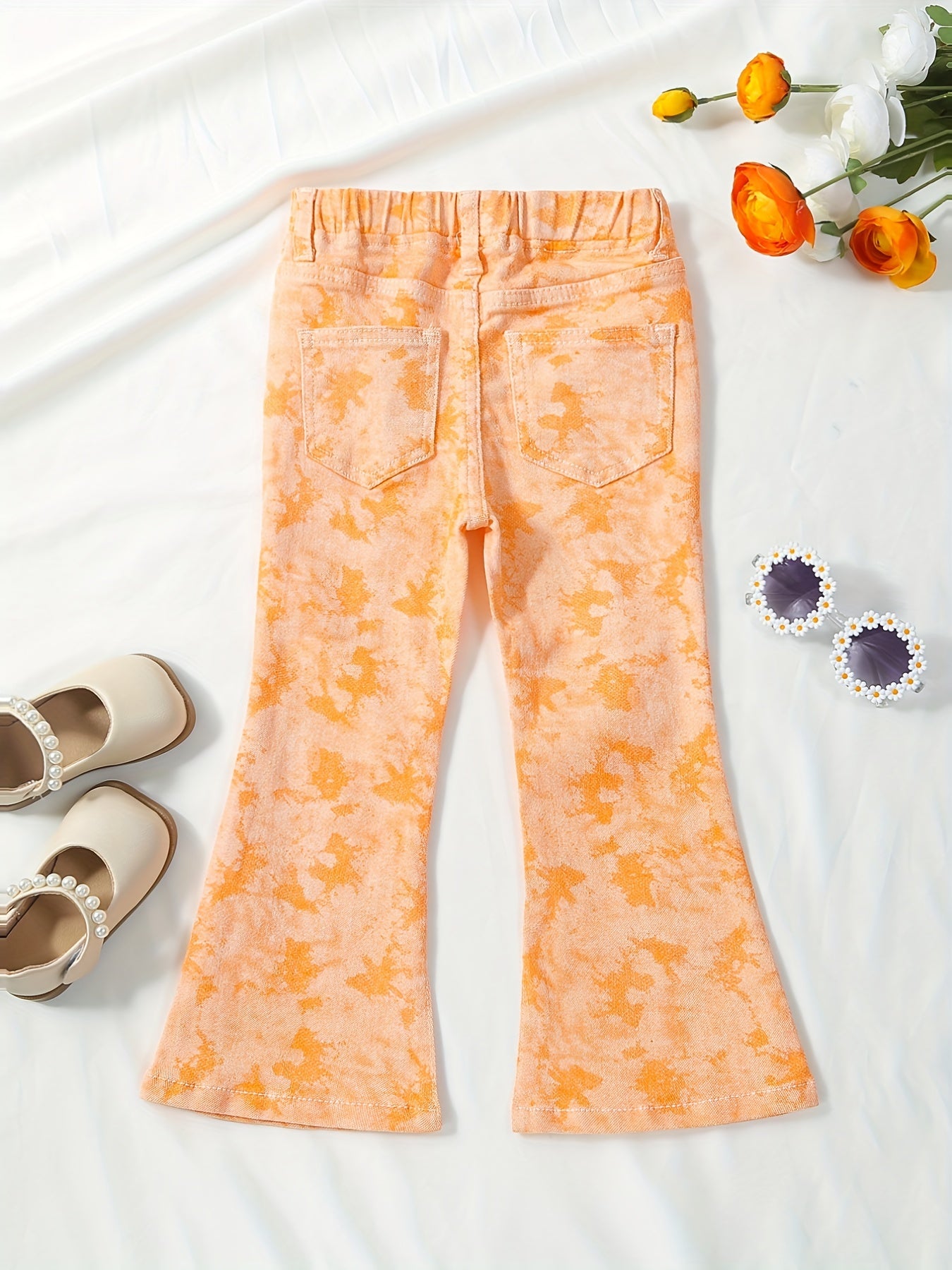 Girls Bell Bottom Jeans Stretch Flared Pants Toddler Kids Clothes