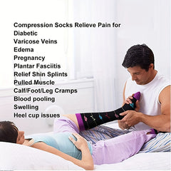 2 Pairs Copper Compression Socks Heart Shape Pattern Support