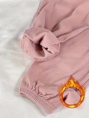Solid Fuzzy Lounge Pants, Warm & Soft Elastic Waistband Pants