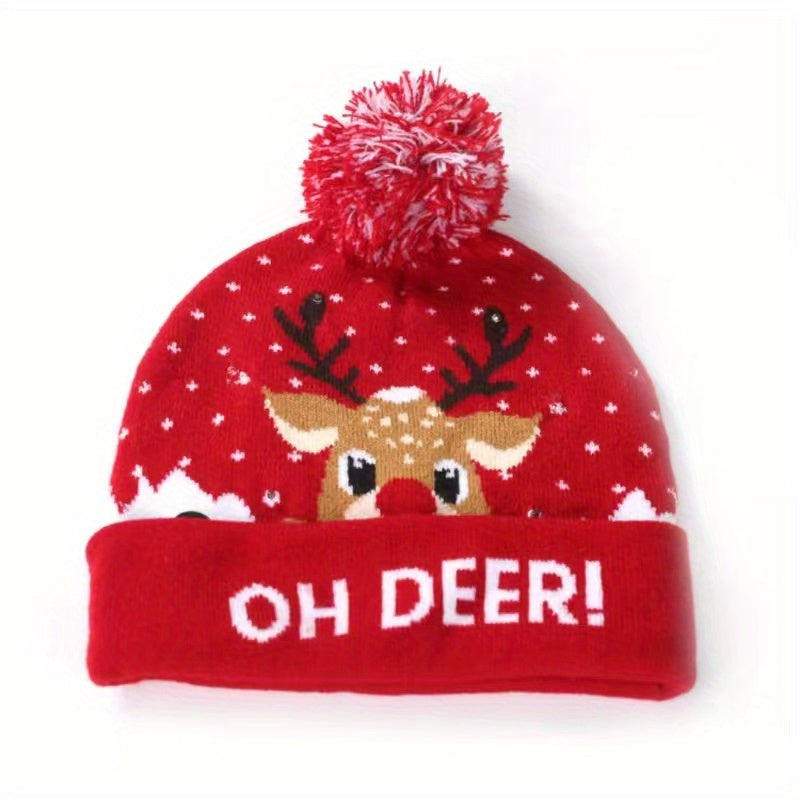 Christmas LED Knit Hat - Festive Holiday Light-up Beanie