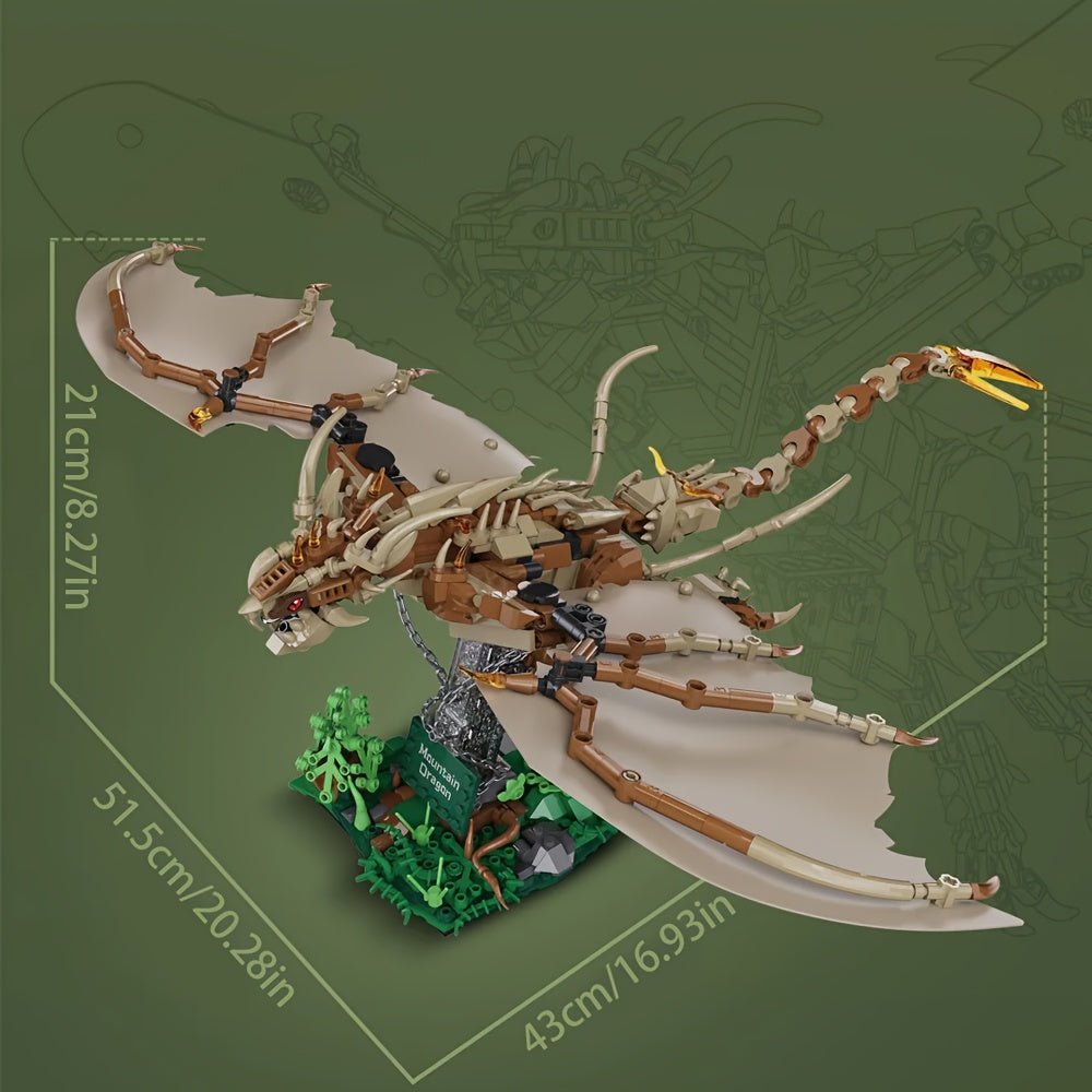 1002pcs Mountain Dragon Building Block Set DIY Assembly