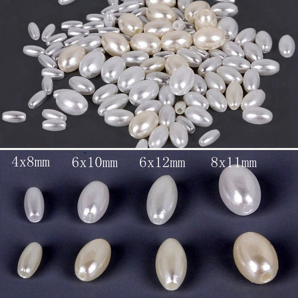 Bag of Oval ABS Pearl Spacer Beads DIY Jewelry Findings