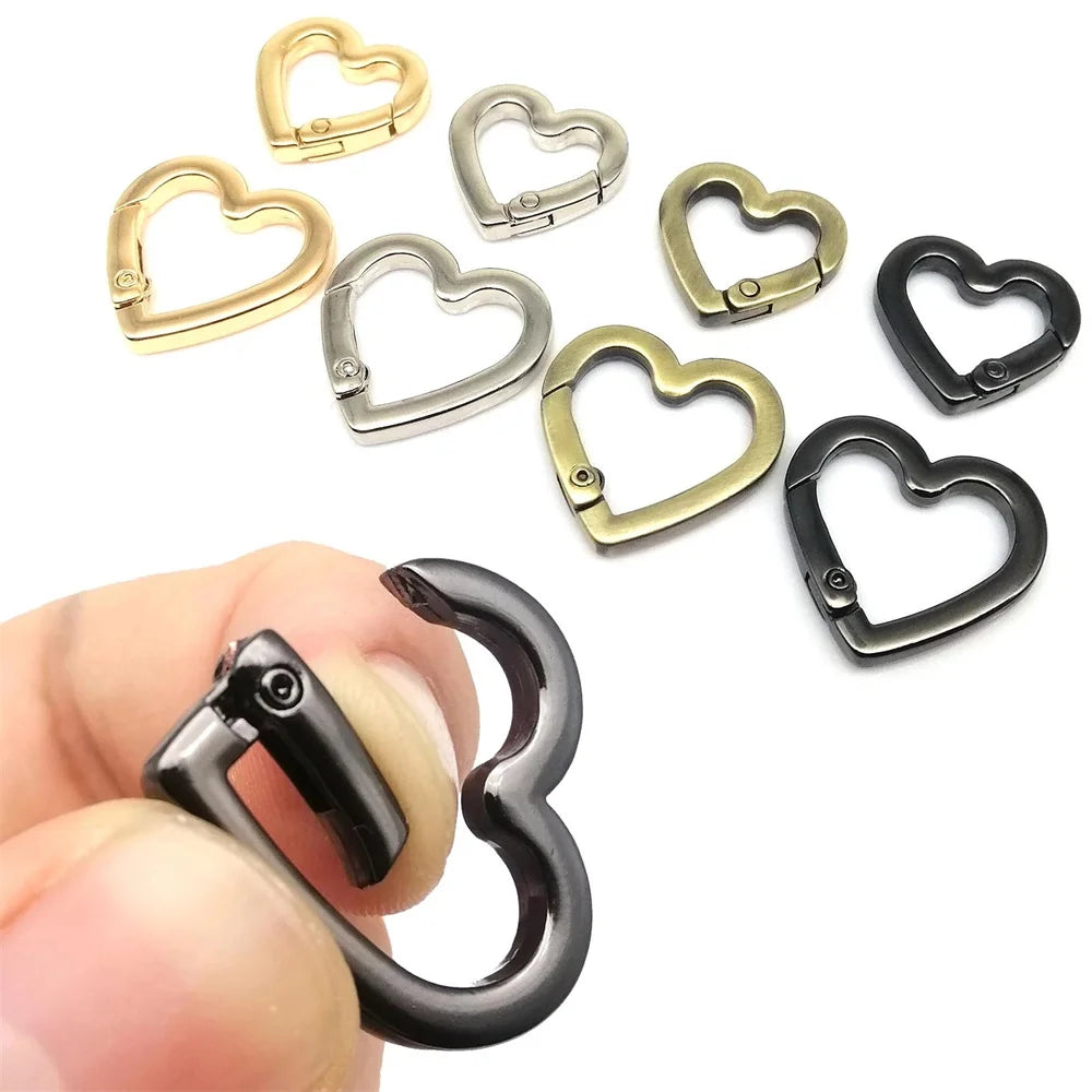 Heart Shape Metal Spring Handbag Buckle Key Ring Pendant Key Chain Clip