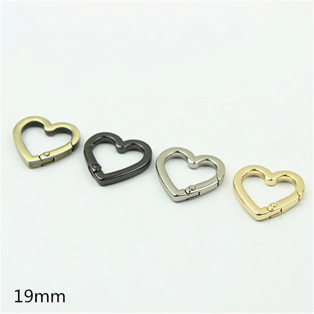 Heart Shape Metal Spring Handbag Buckle Key Ring Pendant Key Chain Clip