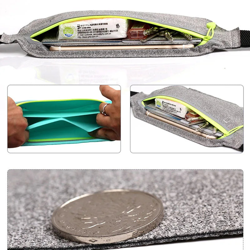 Hidden Waist Bag Sports Belt Ultra-Thin Waterproof Fanny Pack