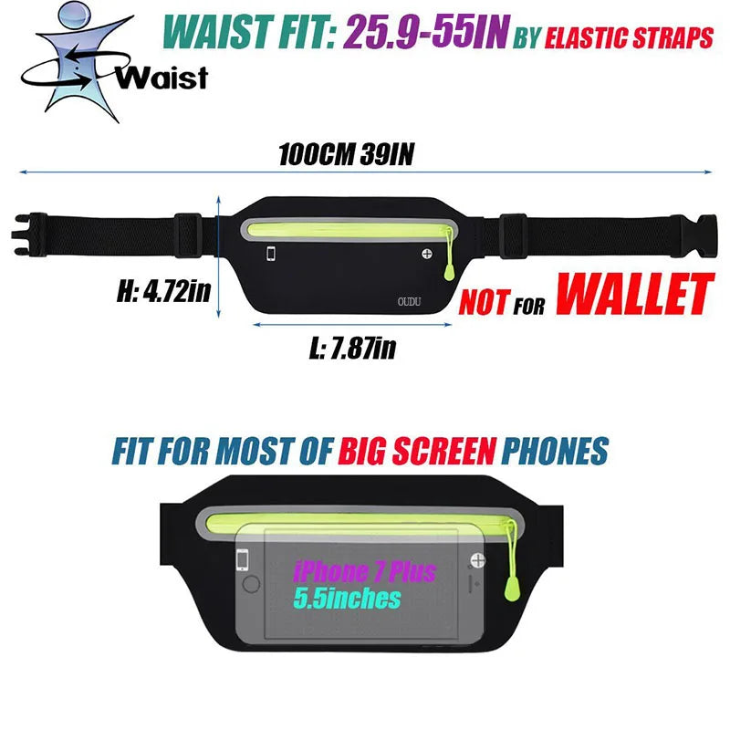 Hidden Waist Bag Sports Belt Ultra-Thin Waterproof Fanny Pack