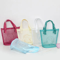 Transparent Mesh Zipper Makeup Case Cosmetic Bag for Women