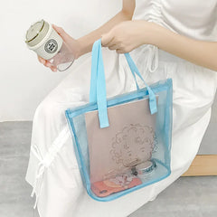 Transparent Mesh Zipper Makeup Case Cosmetic Bag for Women