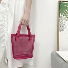Transparent Mesh Zipper Makeup Case Cosmetic Bag for Women