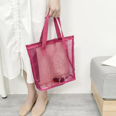 Transparent Mesh Zipper Makeup Case Cosmetic Bag for Women