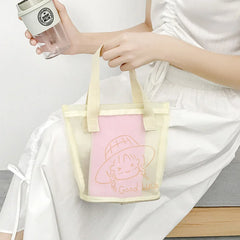 Transparent Mesh Zipper Makeup Case Cosmetic Bag for Women