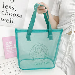 Transparent Mesh Zipper Makeup Case Cosmetic Bag for Women