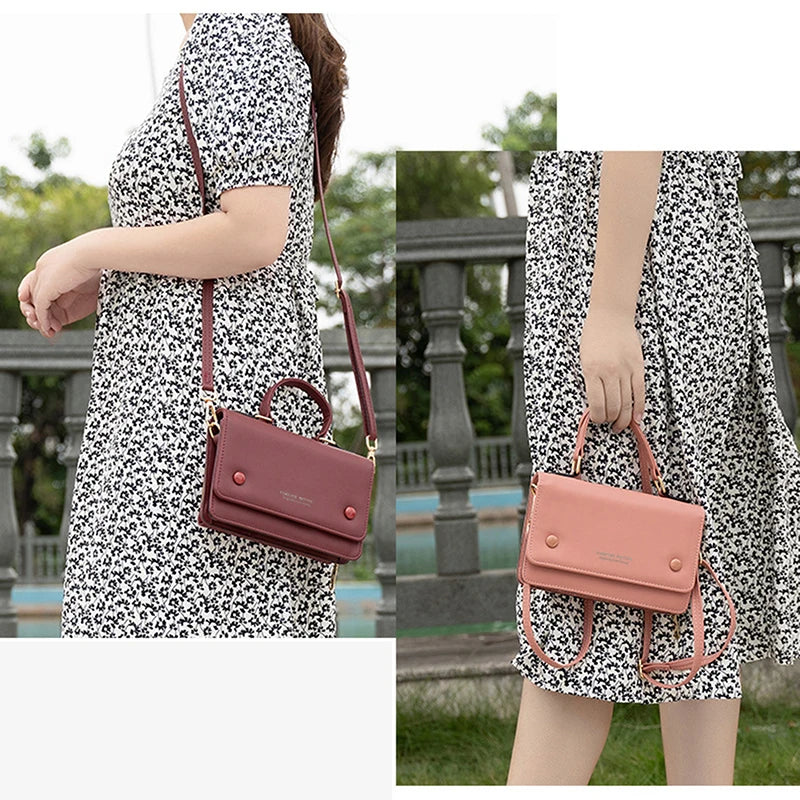 Mini Square PU Leather Shoulder Bag Stone Pattern Purse