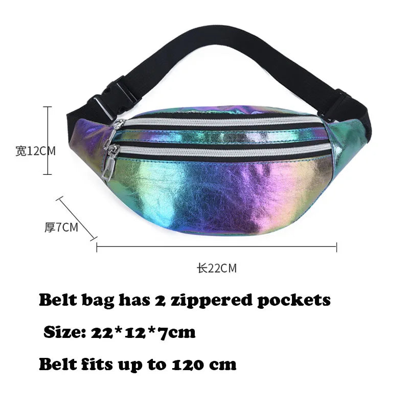 Holographic Fanny Pack Laser PU Waist Bag for Girls