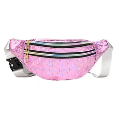 Holographic Fanny Pack Laser PU Waist Bag for Women Travel Beach