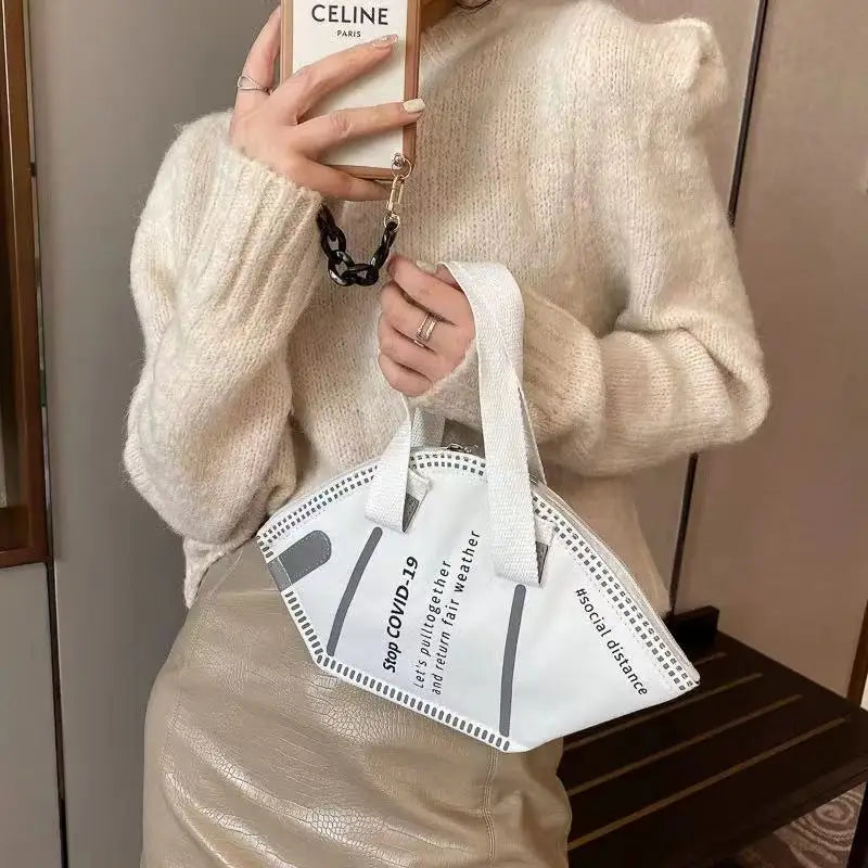 Women Casual Canvas Tote Handbag Letter Print Ladies Shoulder Bag