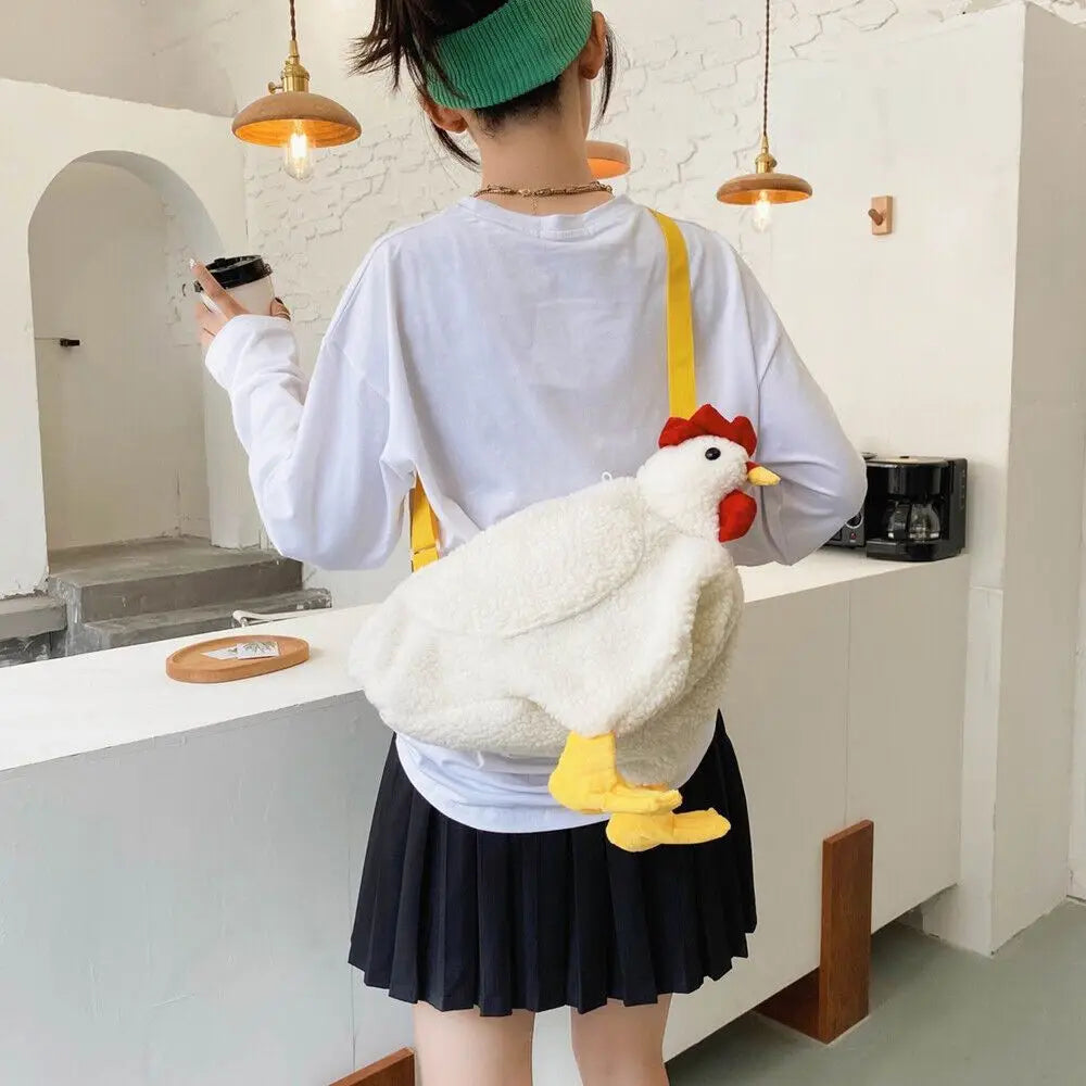 Women Plush Crossbody Chicken Shoulder Bag Cartoon Purse Mini Messenger Tote Han