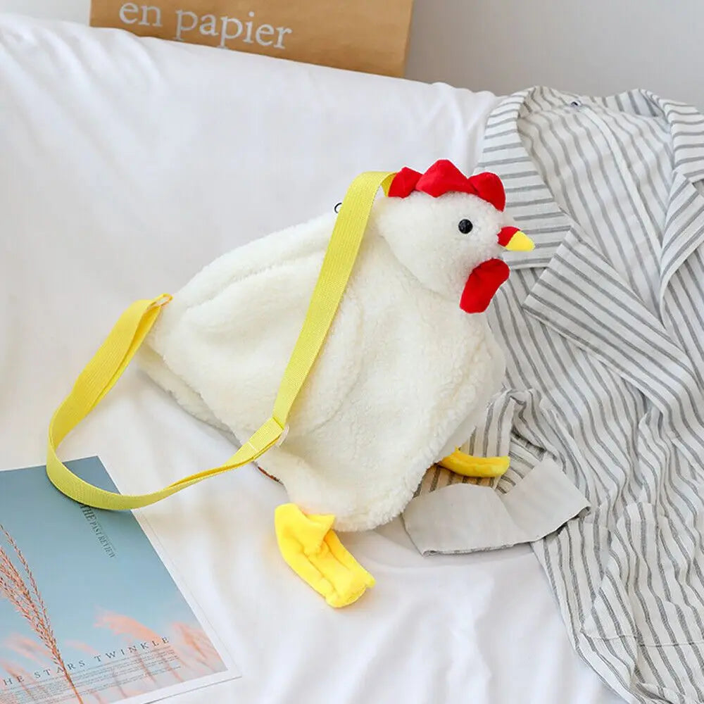 Women Plush Crossbody Chicken Shoulder Bag Cartoon Purse Mini Messenger Tote Han
