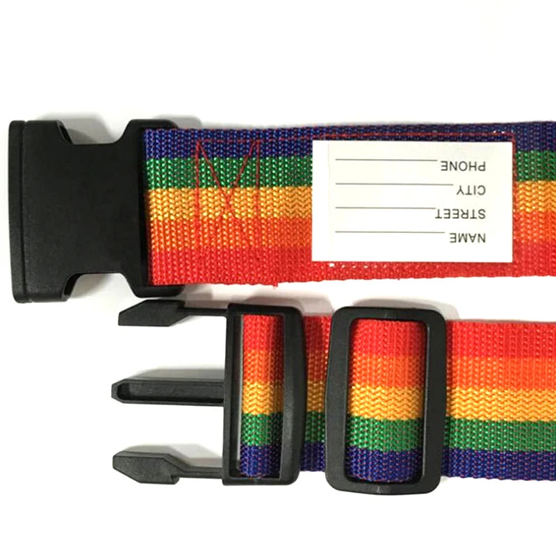 2M Rainbow Luggage Strap with Buckle, Packing Baggage Belts