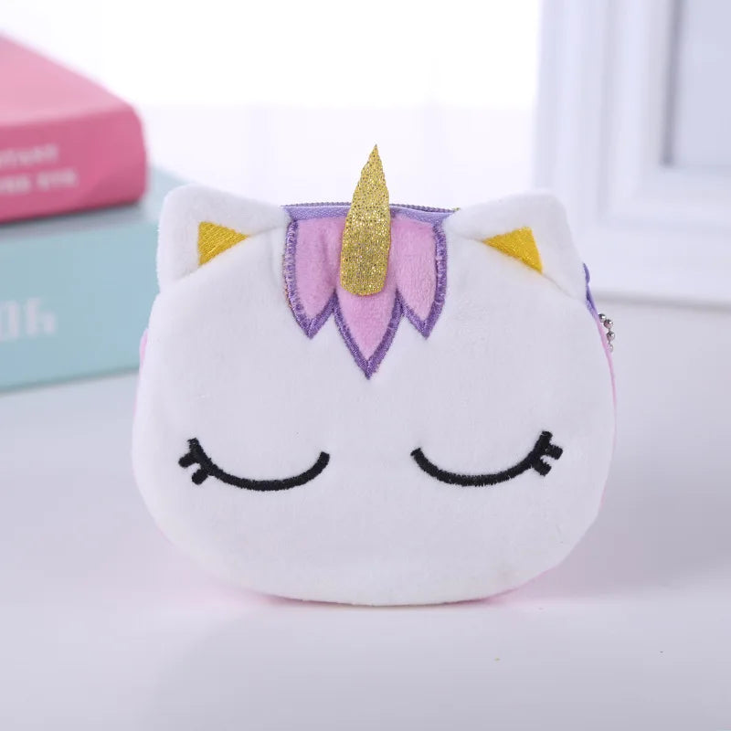 Plush Unicorn Coin Purse Zipper Card Bag Key Pouch Girls