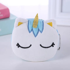 Plush Unicorn Coin Purse Zipper Card Bag Key Pouch Girls