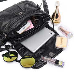 Fashion ladies shoulder bag messenger bag multi-pocket pu leather buckle handbag