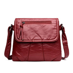 Fashion ladies shoulder bag messenger bag multi-pocket pu leather buckle handbag