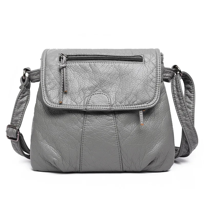 Fashion ladies shoulder bag messenger bag multi-pocket pu leather buckle handbag