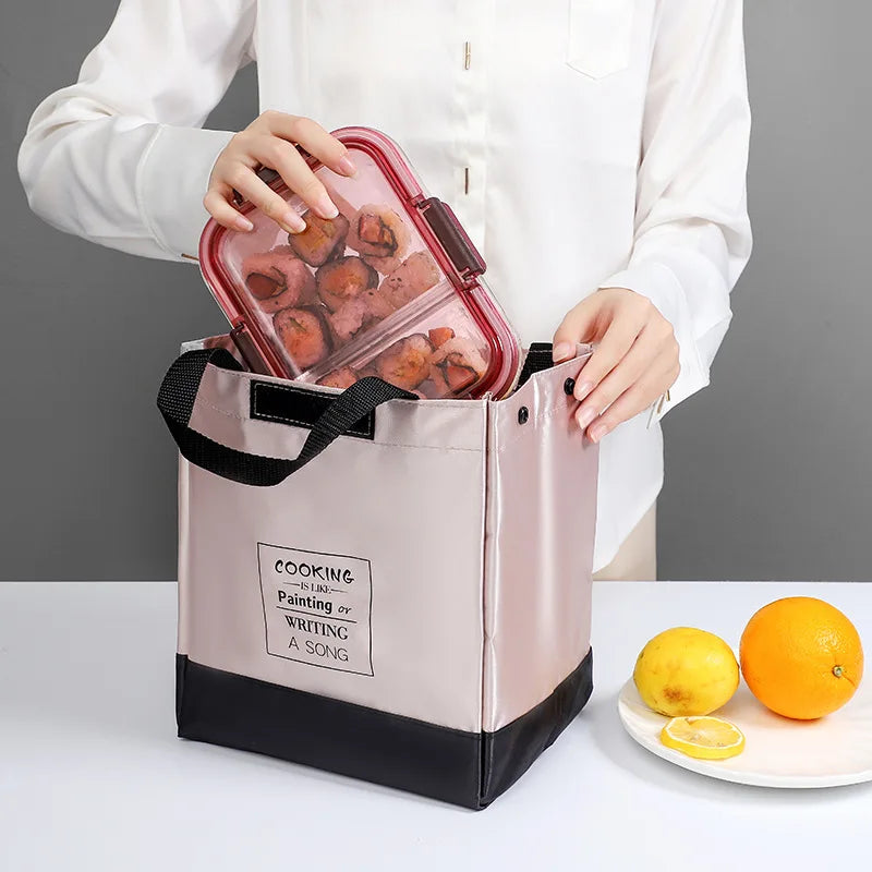 Large Pink Lunch Bag for Women Insulated Thermal Bento Pouch Tote